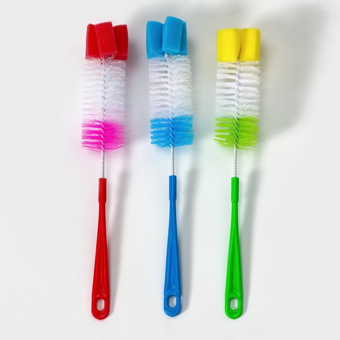 Ёршик для посуды с губкой Доляна, 5×34 см, цвет МИКС Ёршик для посуды с губкой Доляна, 5×34 см, цвет МИКС