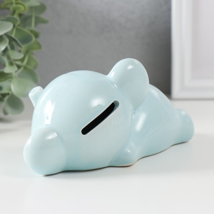 Копилка керамика Копилка керамика "Спящий голубой слонёнок" 16х8х7,5 см