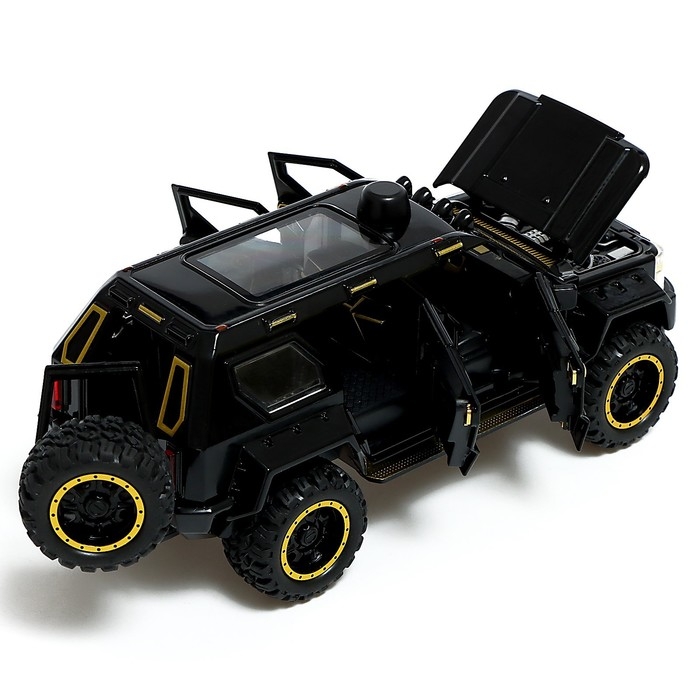 Джип металлический, 1:24, открываются двери, капот, багажник, инерция, цвет чёрный Джип металлический, 1:24, открываются двери, капот, багажник, инерция, цвет чёрный