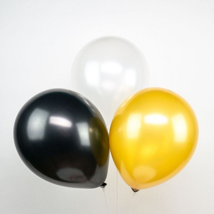 Шар латексный 12 Шар латексный 12", пастель, набор 50 шт., белый, золото, чёрный МИКС