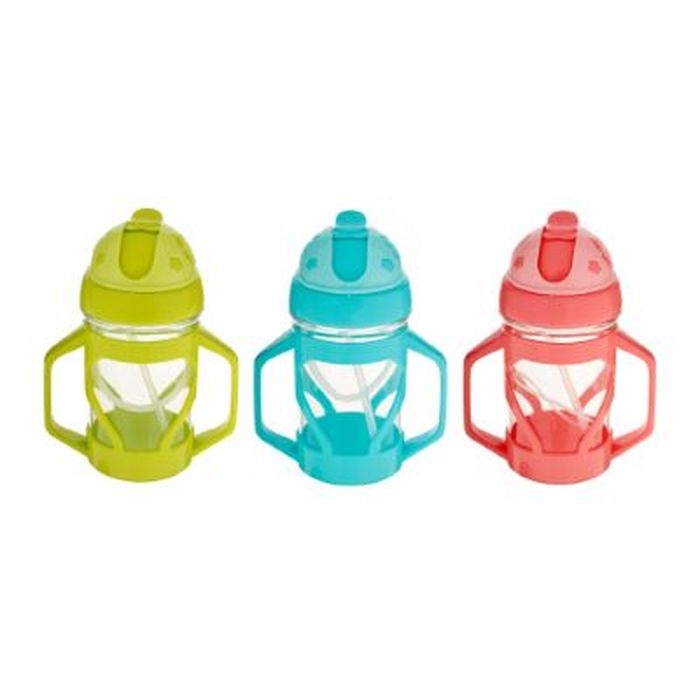 Поильник детский с силиконовой трубочкой, 300 мл., с ручками, цвета МИКС Поильник детский с силиконовой трубочкой, 300 мл., с ручками, цвета МИКС