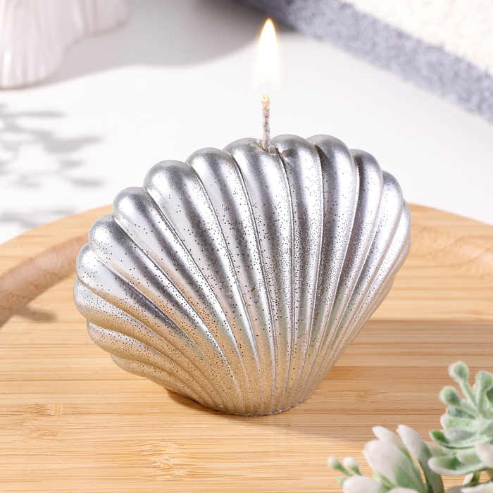 Свеча фигурная лакированная  Свеча фигурная лакированная "Ракушка", 3,2х4,5 см, серебро