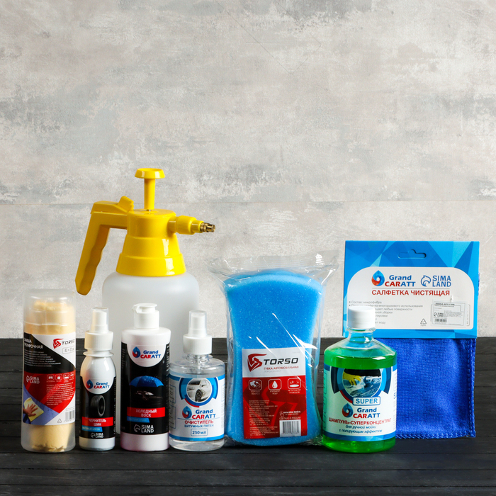 Подарочный набор для ухода и мойки авто Grand Caratt, в сумке, 8 предметов Подарочный набор для ухода и мойки авто Grand Caratt, в сумке, 8 предметов