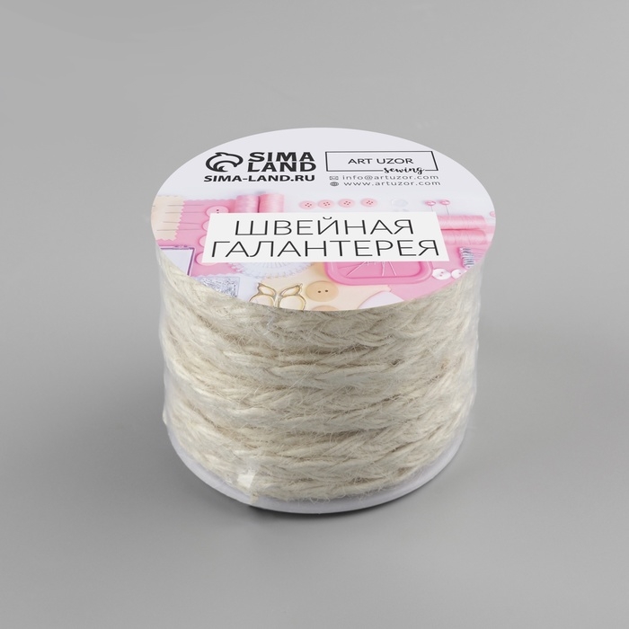 Тесьма декоративная холщовая «Косичка», 6 мм, 9 ± 0,5 м, цвет светло-бежевый Тесьма декоративная холщовая «Косичка», 6 мм, 9 ± 0,5 м, цвет светло-бежевый