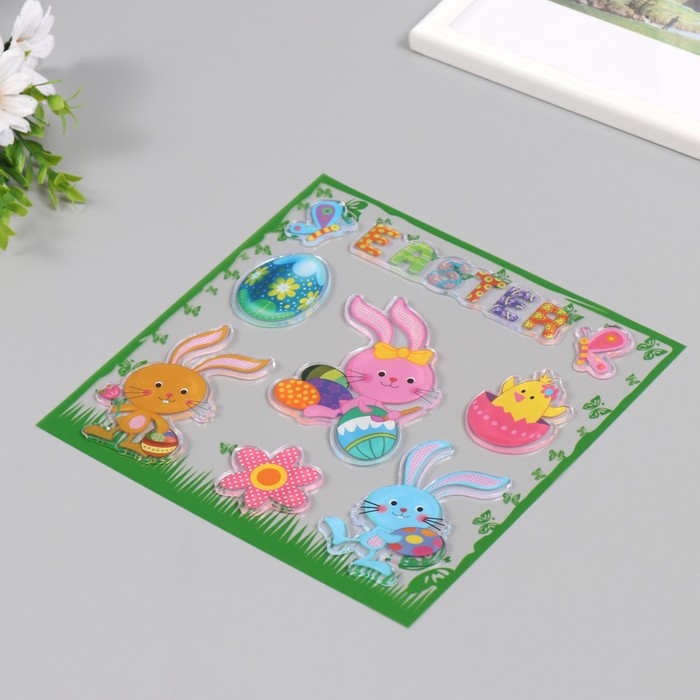 Наклейка силикон на стекло Наклейка силикон на стекло "Пасхальные друзья" 19,5х19,5 см 7882176