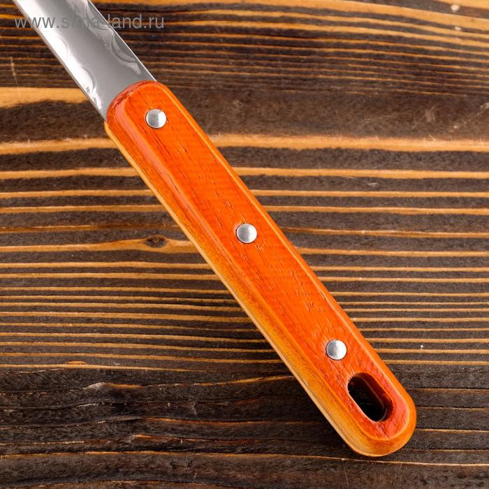 Шумовка для казана узбекская 48см, диаметр 17см, с деревянной ручкой Шумовка для казана узбекская 48см, диаметр 17см, с деревянной ручкой