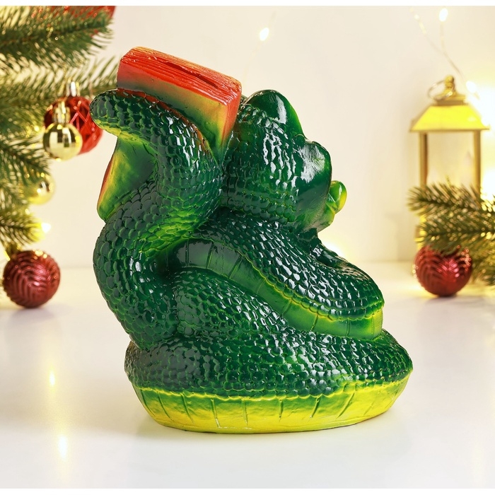 Новый год. Символ 2025. Копилка Новый год. Символ 2025. Копилка "Змея с купюрой" 20х16см, зеленая