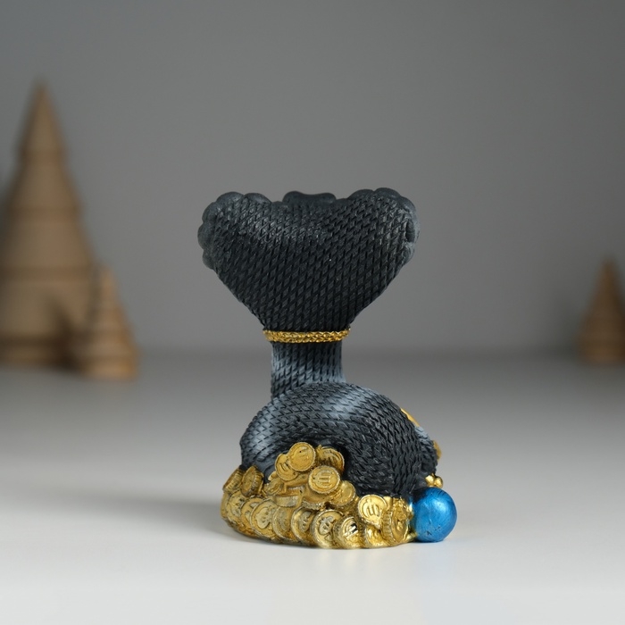 Сувенир полистоун Сувенир полистоун "Змея тёмная с подковой" 5,8х5,5х9 см