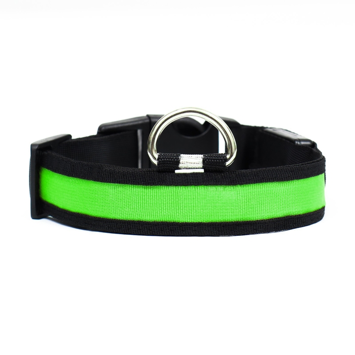 Ошейник с подсветкой Flash 3 режима свечения размер L, ОШ 45-52 х 2,5 см зелёный Ошейник с подсветкой Flash 3 режима свечения размер L, ОШ 45-52 х 2,5 см зелёный