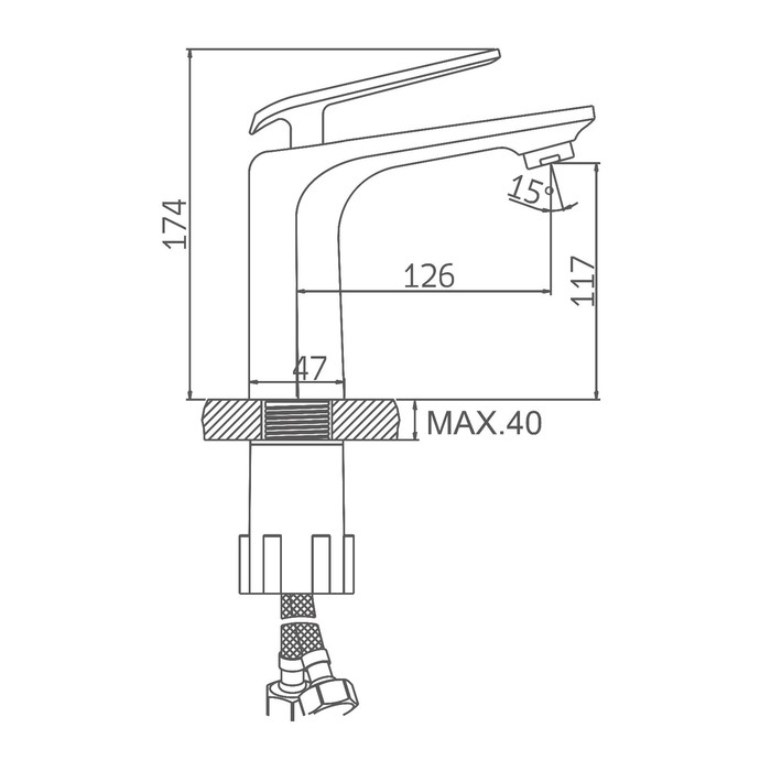 Смеситель для раковины Accoona A90123F, однорычажный, с гайкой, латунь, черный/хром Смеситель для раковины Accoona A90123F, однорычажный, с гайкой, латунь, черный/хром