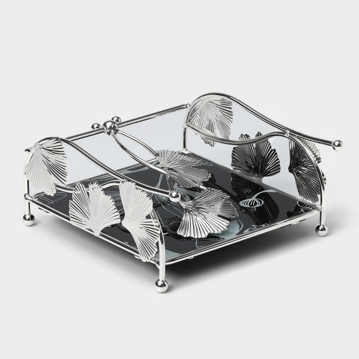 Салфетница «Цветы», 15×15×8,5 см, цвет серебряный Салфетница «Цветы», 15×15×8,5 см, цвет серебряный