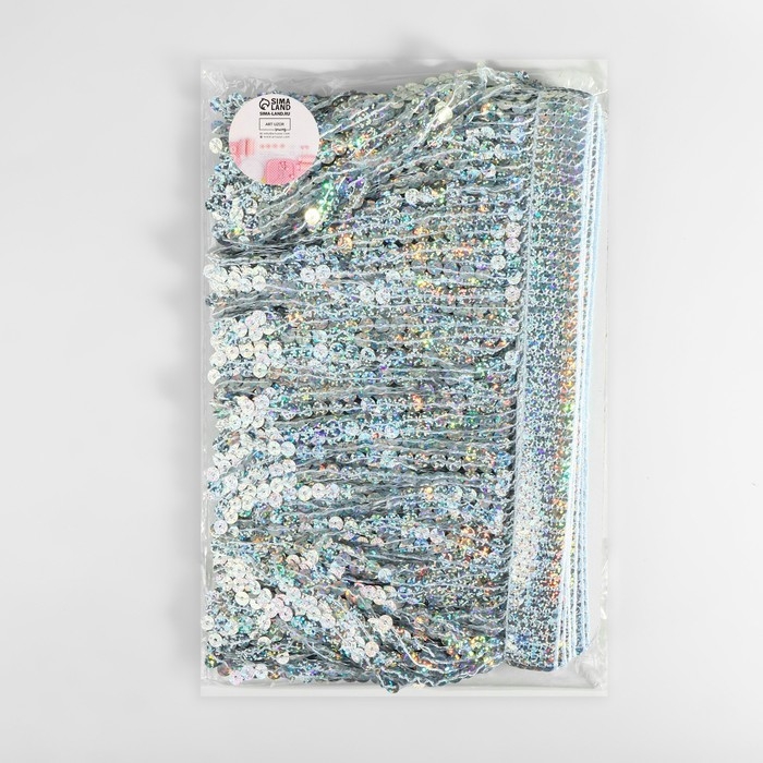 Тесьма с пайетками «Бахрома», с голографией, d = 6 мм, 16 см, 4,5 ± 0,5 м, цвет серебряный Тесьма с пайетками «Бахрома», с голографией, d = 6 мм, 16 см, 4,5 ± 0,5 м, цвет серебряный