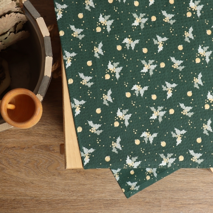 Простыня для бани Простыня для бани "Новогодние шары" 150х180 см, хлопок, ваф. полотно