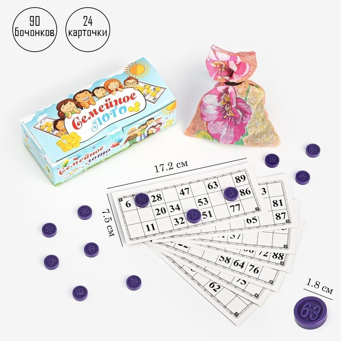 Русское лото, игра настольная  Русское лото, игра настольная "Время игры", 24 карточки, карточка 17.2 х 7.5 см