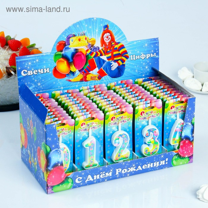 Шоу-бокс со свечами для торта цифры  Шоу-бокс со свечами для торта цифры "С Днём Рождения", 10,2 см, 50 штук