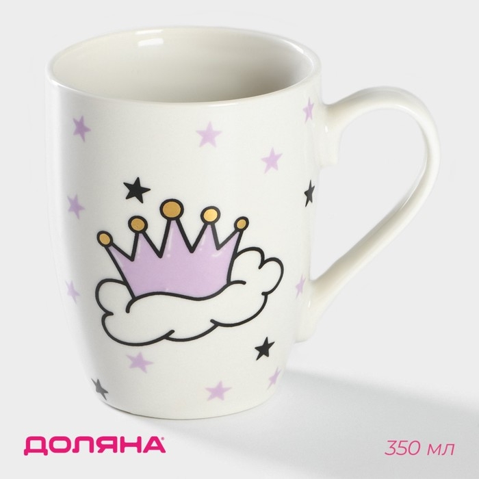 Кружка фарфоровая Доляна «Принцесса», 350 мл, цвет белый Кружка фарфоровая Доляна «Принцесса», 350 мл, цвет белый