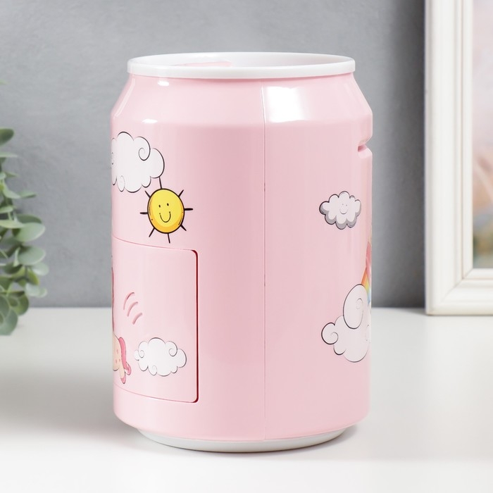 Копилка пластик Копилка пластик "Банка. Единорог" кодовый замок, звук АА розовый 15х21 см