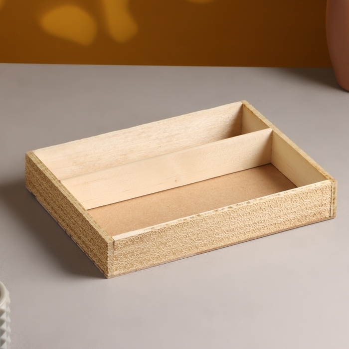 Кашпо деревянное, 27.5×20×4.5 см  Кашпо деревянное, 27.5×20×4.5 см "Узоры", 2 отдела, гравировка