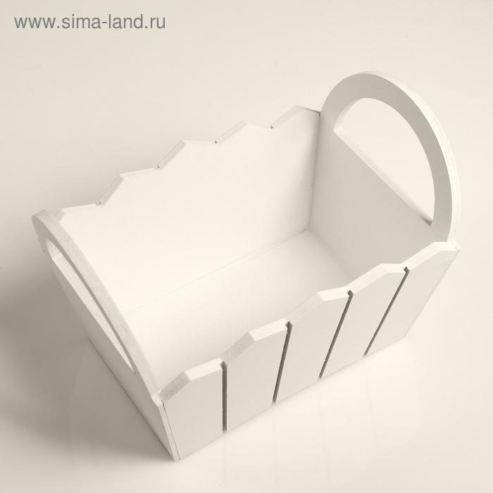 Кашпо деревянное 25×16×17 см  Кашпо деревянное 25×16×17 см "Мария", ручки боковые, МДФ, белое