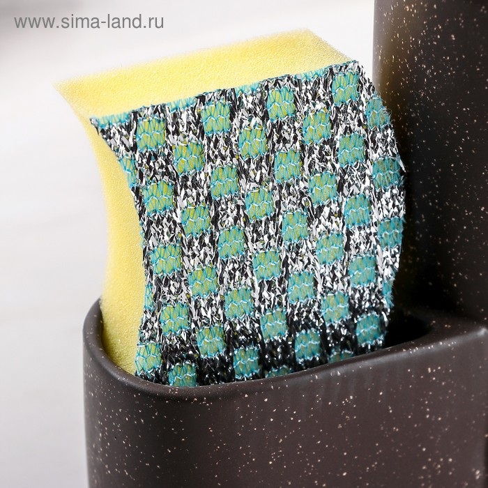 Дозатор для моющего средства с подставкой для губки и щётки &laquo;Минимал&raquo;, 350 мл, цвет светло-коричневый