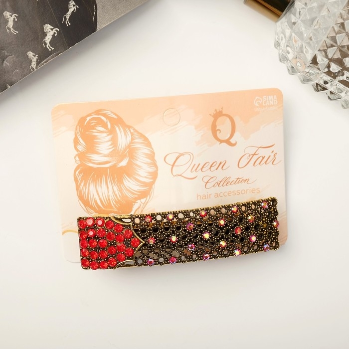 Заколка-автомат для волос Заколка-автомат для волос "Аиша" 8 см, красно-золотой