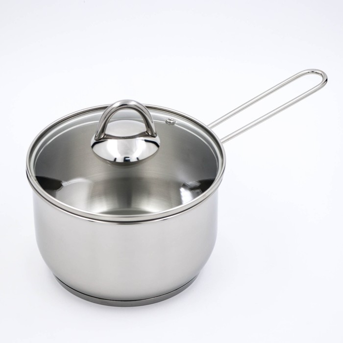 Ковш для кипячения молока, 1,75 л, d=16 см, капсульное дно, стеклянная крышка, индукция Ковш для кипячения молока, 1,75 л, d=16 см, капсульное дно, стеклянная крышка, индукция