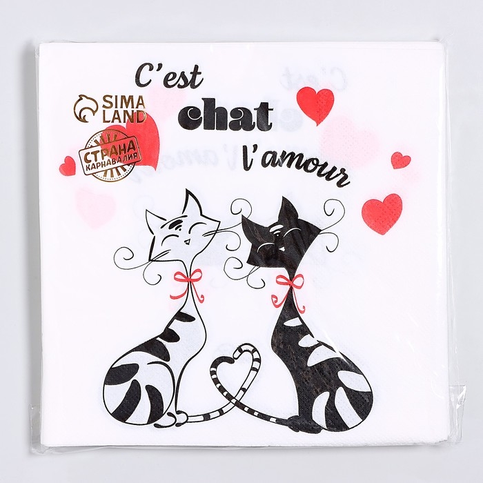 Салфетки бумажные «Замурчательная любовь», 33х33 см, набор 20 шт Салфетки бумажные «Замурчательная любовь», 33х33 см, набор 20 шт