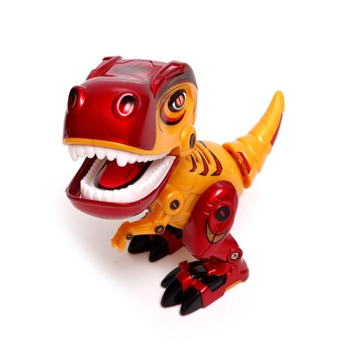 Робот «динозавр Динобот», интерактивный: реагирует на касания, световые и звуковые эффекты, на батарейках, жёлтый