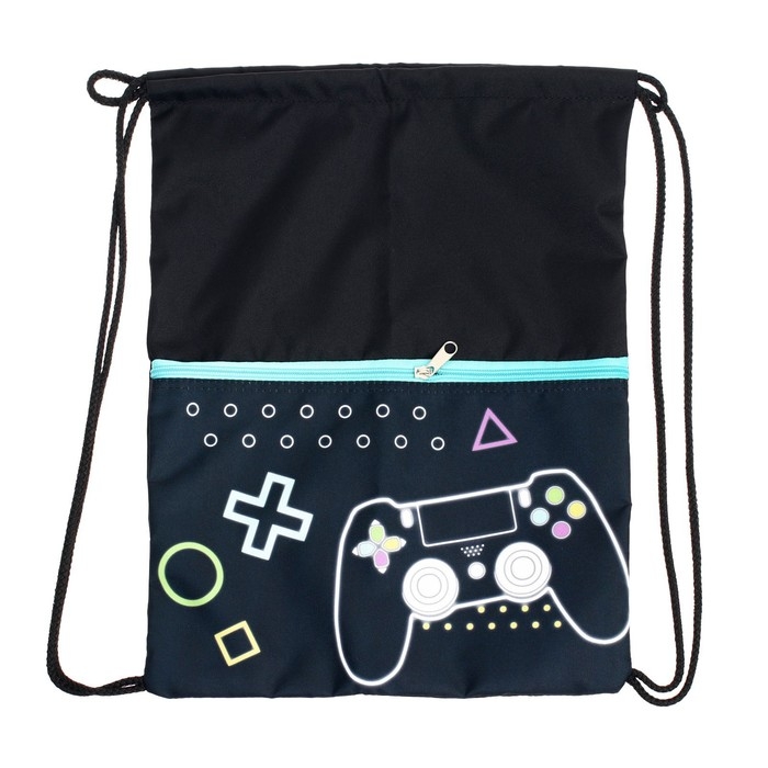 Ранец школьный Стандарт, 36 х 26 х 16 см, + мешок для обуви 40 х 32 см, Calligrata П Ранец школьный Стандарт, 36 х 26 х 16 см, + мешок для обуви 40 х 32 см, Calligrata П "Гейм", чёрный