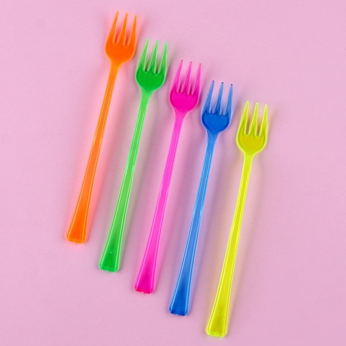 Пластиковые вилки, набор 12 шт., цвета МИКС Пластиковые вилки, набор 12 шт., цвета МИКС