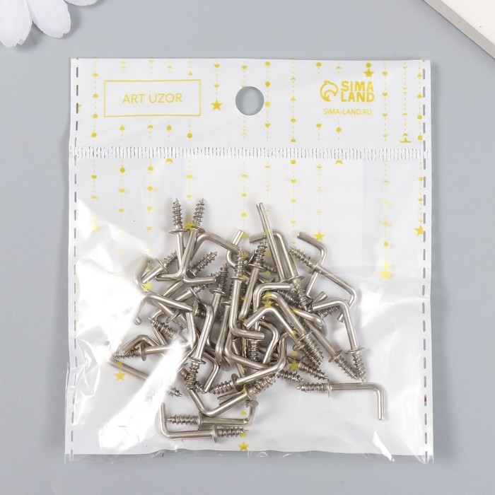 Крючок металл (набор 40 шт) серебро 2,5х0,5 см, МИКС Крючок металл (набор 40 шт) серебро 2,5х0,5 см, МИКС