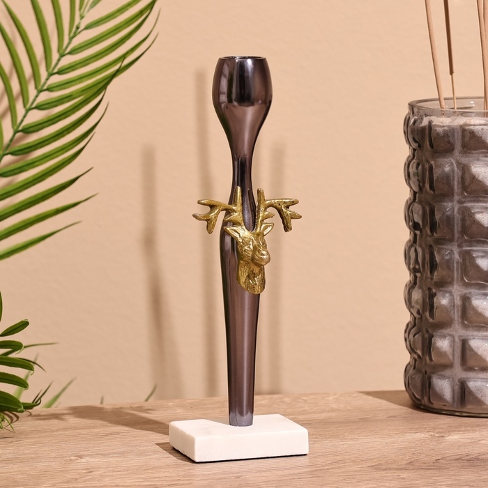 Подсвечник  Подсвечник "Олень" 25 см, металл, мрамор