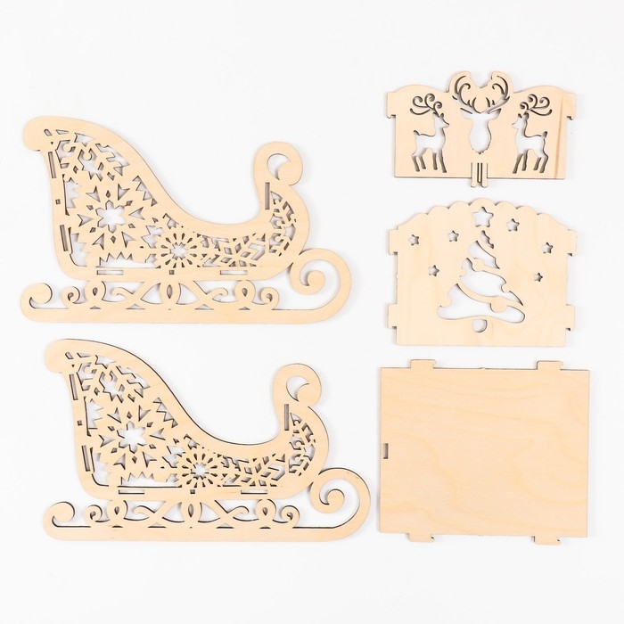 Шкатулка  Шкатулка "Сани. Ёлка" 22х11,5х13,5 см (набор 5 деталей)