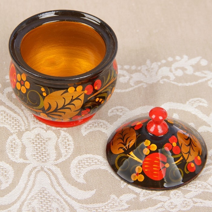 Солонка «Ягодка», большая, 7×10 см, хохлома Солонка «Ягодка», большая, 7×10 см, хохлома