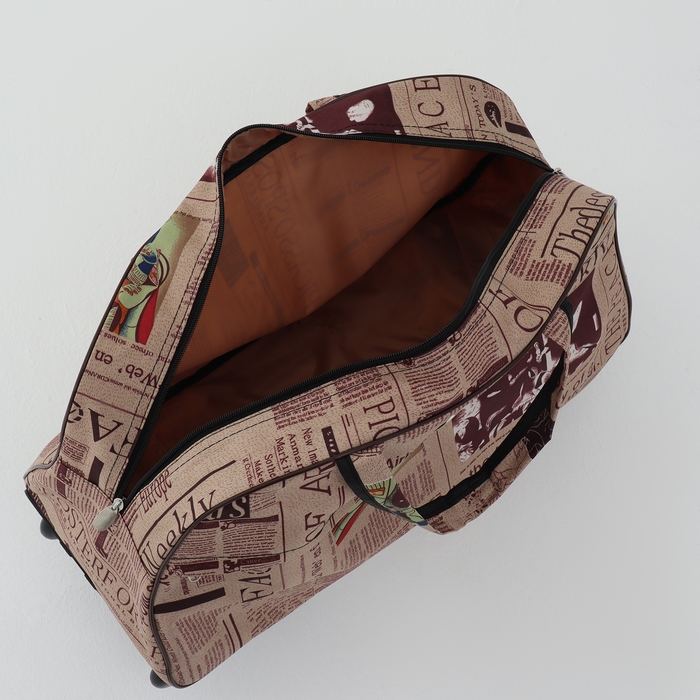 Сумка дорожная на колёсах, наружный карман, цвет бежевый Сумка дорожная на колёсах, наружный карман, цвет бежевый