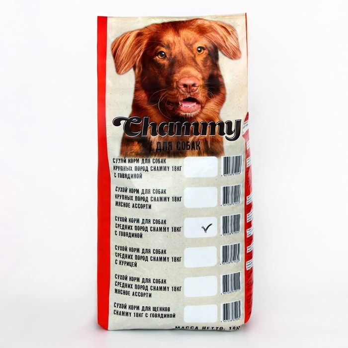 Сухой корм Chammy для собак средних пород, с говядиной, 18 кг Сухой корм Chammy для собак средних пород, с говядиной, 18 кг
