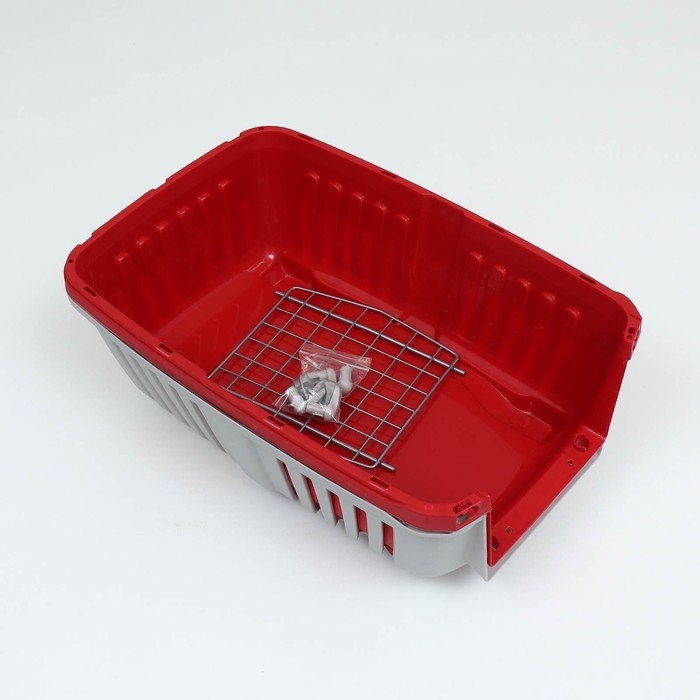 Переноска для животных пластиковая 47 х 30 х 35 см, вес до 9 кг, красная Переноска для животных пластиковая 47 х 30 х 35 см, вес до 9 кг, красная