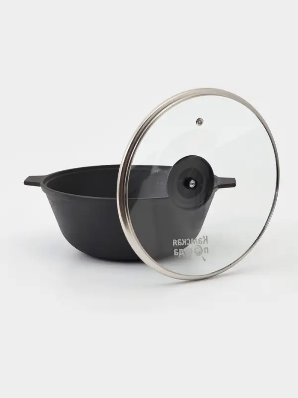 Котел литой Magma, 3 л, стеклянная крышка, чугун