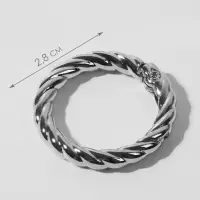 Кольцо-карабин, плетёное, d = 20/28, толщина - 4 мм, 5 шт., цвет серебряный