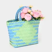 Сумка плетёная, 30&times;10&times;33 см, пластик, голубая