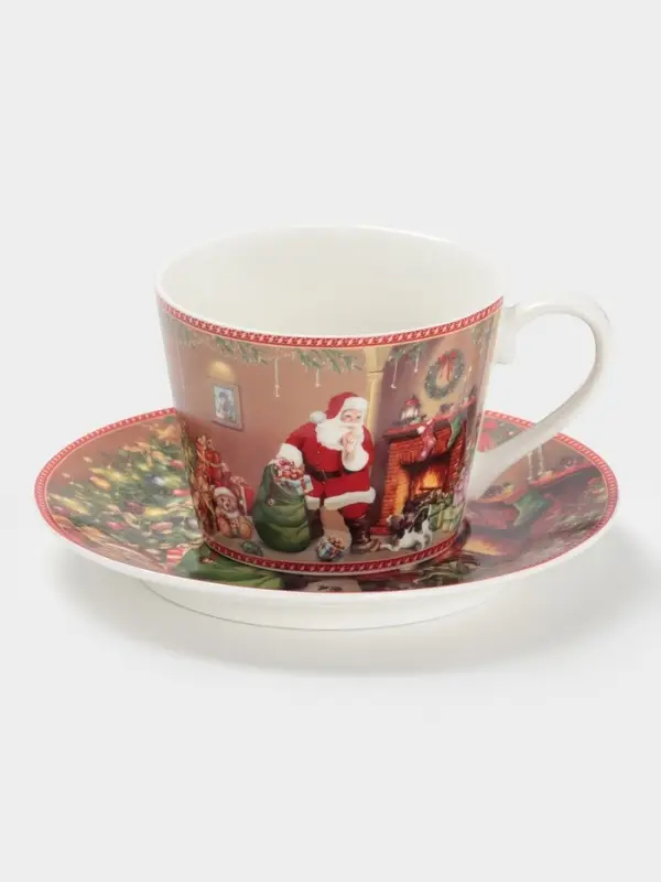 Чайная пара новогодняя «Ночь чудес», 2 предмета: чашка 250 мл, блюдце d=15 см, керамика, подарочная упаковка, разноцветная Чайная пара новогодняя «Ночь чудес», 2 предмета: чашка 250 мл, блюдце d=15 см, керамика, подарочная упаковка, разноцветная