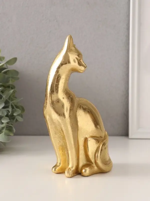 Фигурка полистоун &laquo;Золотая кошка&raquo;, 11.5&times;7.5&times;20.5 см