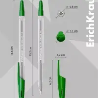 Ручка шариковая Erich Krause. R=301 Classic Stick, зелёный стержень, узел 1 мм