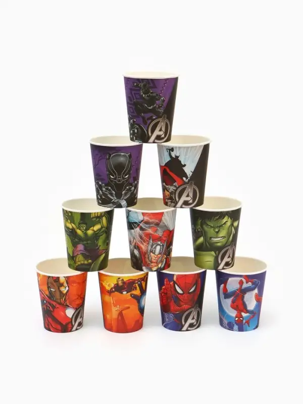Стакан бумажный одноразовый &laquo;С Днем Рождения!&raquo;, 250 мл, 10 штук, Мстители