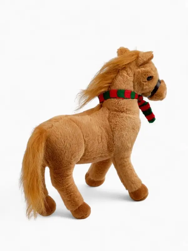 POMPOSHKI Мягкая игрушка Лошадка в шарфе, коричневая