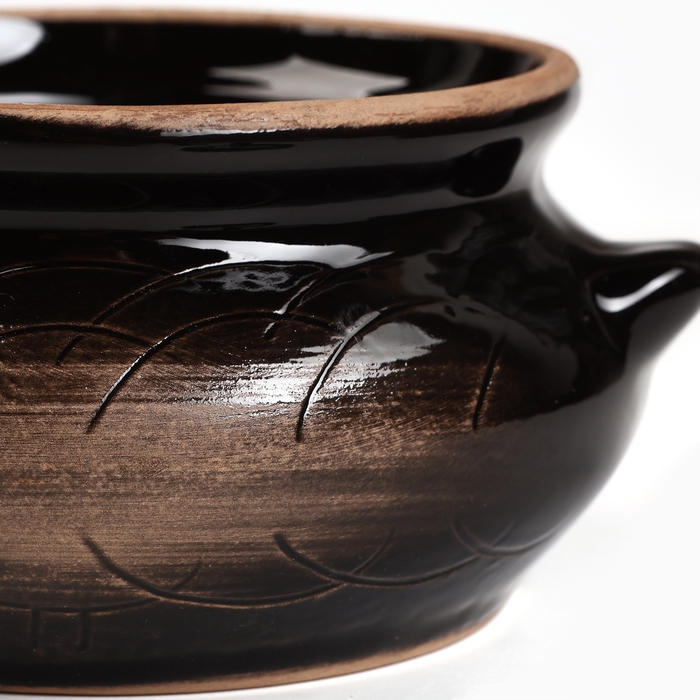 Горшок керамический для запекания  Горшок керамический для запекания "Лакомка" 0,5л / 13х9,5см, старина