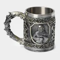 Кружка средневековая &laquo;Рыцарь&raquo;, 400 мл, нержавеющая сталь, серебристая