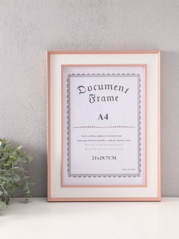 Фоторамка пластик формат А4 "Романтизм" розовая 2,5х27,2х35,9 см