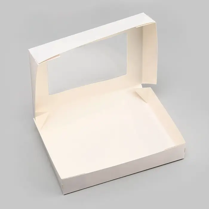 Коробка складная, с окном, белая, 28 х 20 х 5 см