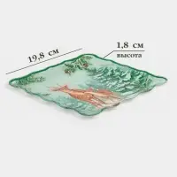 Блюдо сервировочное новогоднее квадратное Доляна &laquo;Олени в лесу&raquo;, 19.8&times;19.8&times;1.8 см, стекло, зелёное